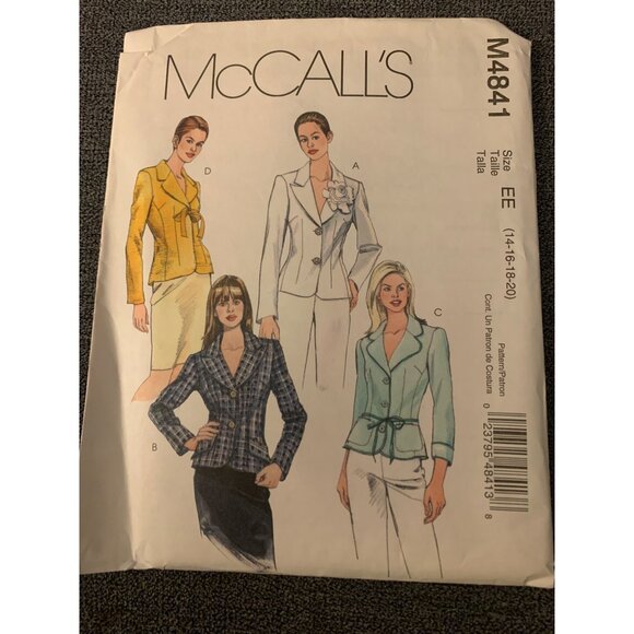 McCalls M4841 Womens Jacket Sewing Pattern Size 14-16-18-20 uncut 2005 - Picture 1 of 2